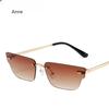 Retro Irregular Small Rectangle Women Sunglasses Fashion Rimless Clear Ocean Gradient Lens Shades UV400 Men Sun Glasses gafas