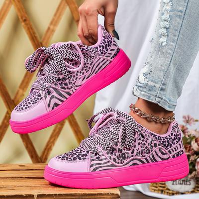 European and American Style Leopard Print Personalized New Street Fashion Skateboard Shoes Platform Outdoor Couple Tide Shoes