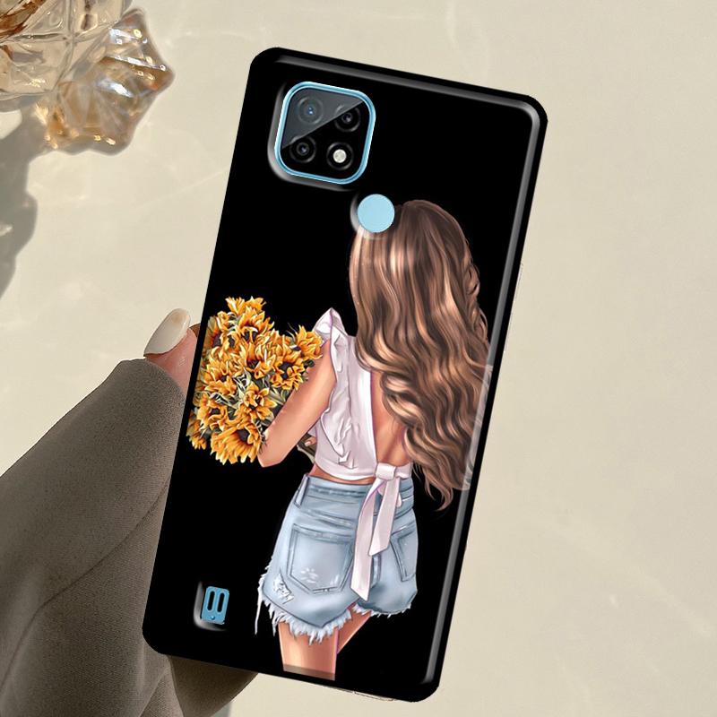 Baby Mother Brown Girl Family For Realme GT 7 Pro GT 6T 6 5 C67 C61 C55 C53 C51 C21Y C25S C75 10 11 12 13 14 Pro Plus Case