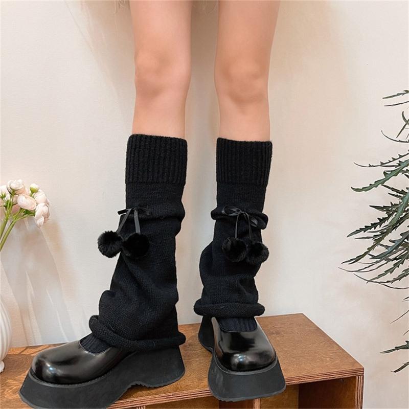 Fashionable Leg Warmer Sleeve Nylon Warm Foot Covers with Lovely Bows Suitable for All Ages