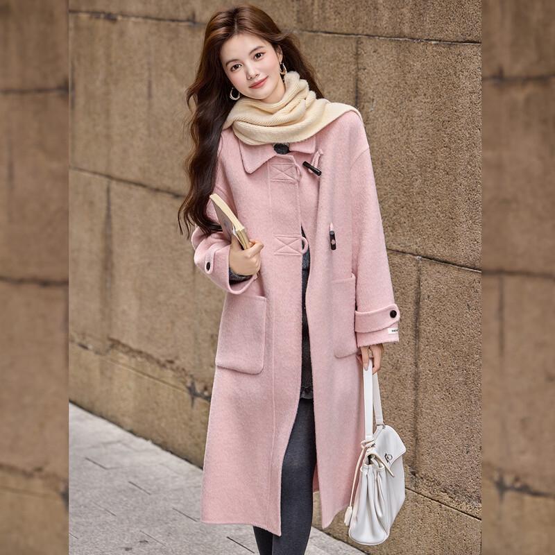 Bailuyu Women's Lapel Collar Wool Blend Double-Faced Coat