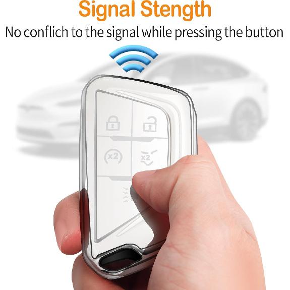 Sindeda for Cadillac Key Fob Cover with Keychain Soft Full Protection Key Shell Key Case Compatible with -2025 Lyriq Escalade ATS CT4 CT5 CT6 XT4 XT5