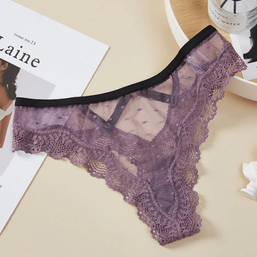 Low Waist Lace Panties Thong Mesh Lace Briefs Sweet Underwear for Women  Lady