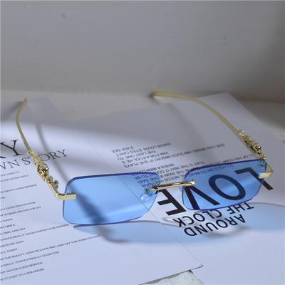 Trendy Punk Sunglasses Rim-Free Rectangle Sun Spectacles for Male Female Fashion UV 400 Protection Driving Shades Framesless Gradient Eye Spectacles