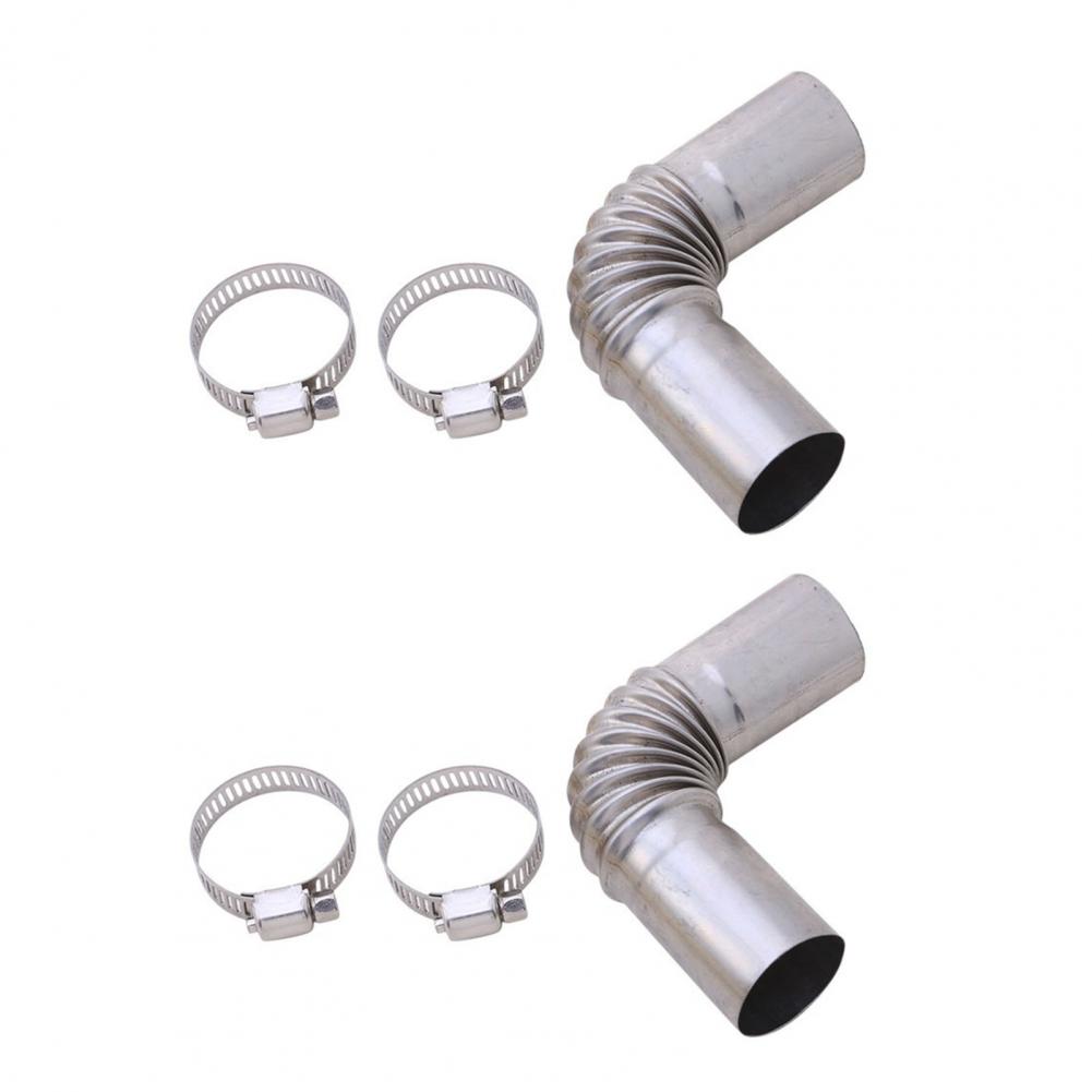 2Pcs Stainless Steel Exhaust Pipe Angle Connector Car Heater Exhaust Hose with 4 Fixing Clips Auxiliary Heater Exhaust Pipe Acce
