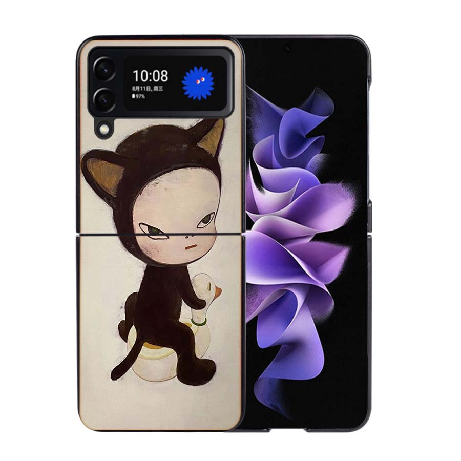 

Cute Nara Yoshitomo Art Phone Case For Samsung Z Flip 7 6 5G Galaxy Z Flip4 Z Flip5 Z Flip3 Coque Black Hard PC Shell Protective Samsung Z Flip 4 5G