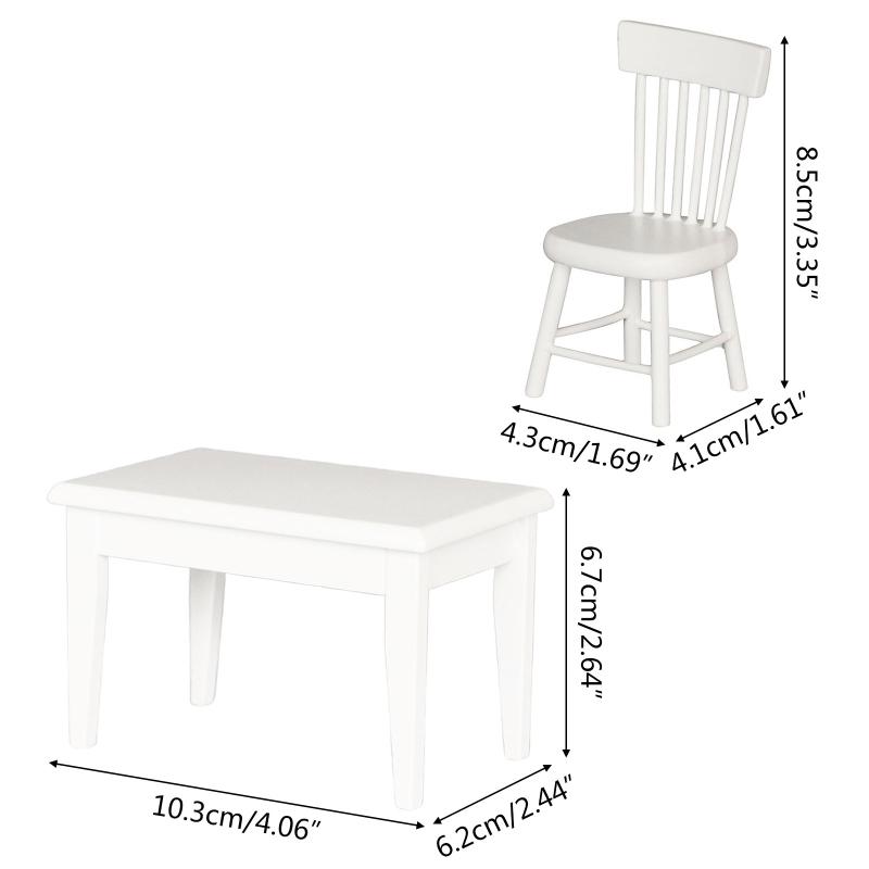1/12 Dollhouse Kitchen Room Furniture Dining Table/Chair for Doll House Miniature Layout Kids for Play House Toy Micro L