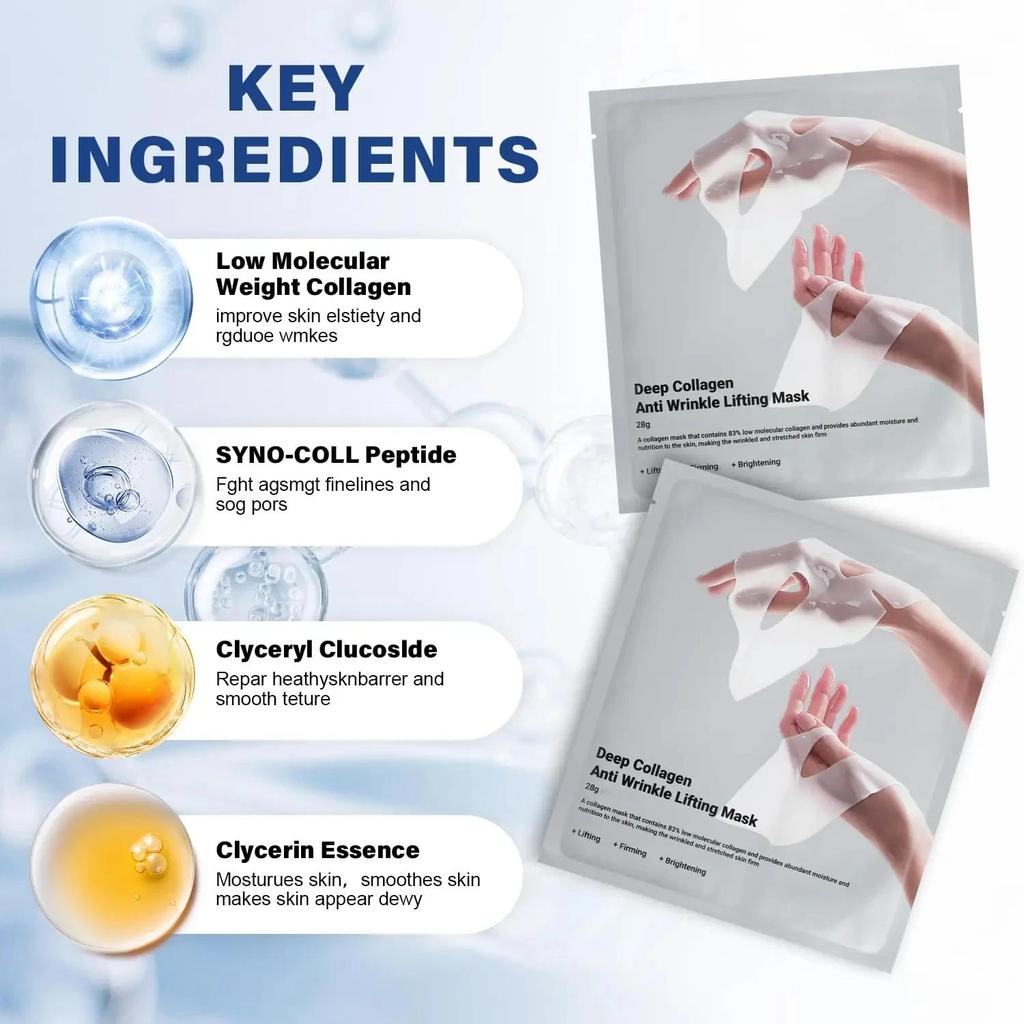 Deep Collagen Anti Wrinkle Lifting Mask Collagen Face Mask Overnight, Deep Collagen Mask for Lifting Firming Moisturizing