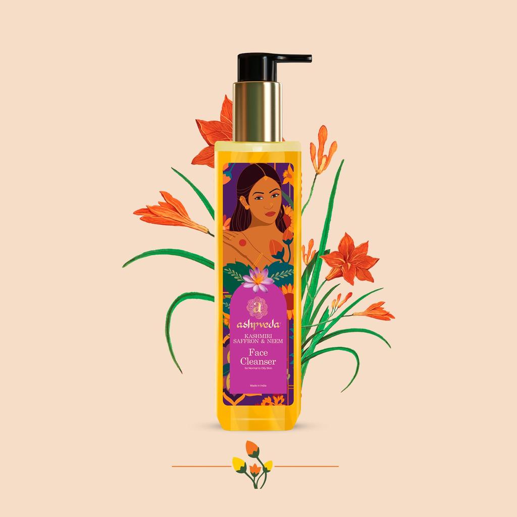 Ashpveda Ayurvedic Face Wash Cleanser with Kashmiri Saffron & Neem (200ml)