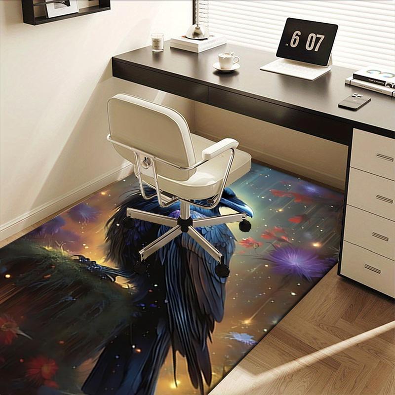 Night raven theme Office Carpet Chair Mat: Office Rug for Desk, Large Floor Mat for Home Decor, Bedroom, Living Room, and Various Rooms