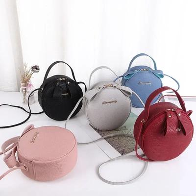 Fashion Women Handbag Small Round Circle Bag Girl Cute Shoulder Messenger Bag Beauty Hand Bags for Women Litchi Bag