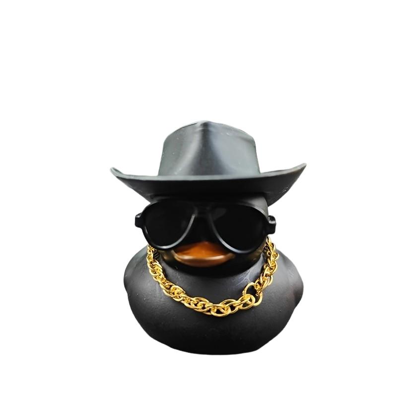 1 STuks Coole Cowboyhoed Eend Auto Decoratie Achteruitkijkspiegel Decoratie zwart