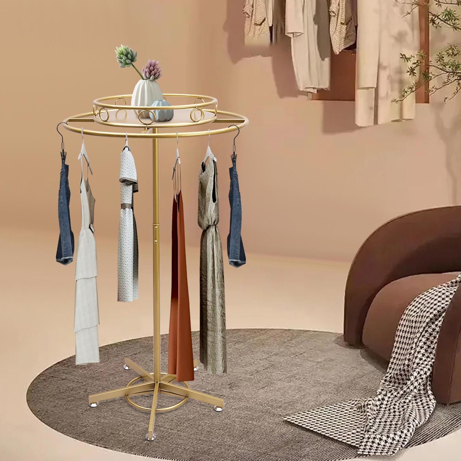 

360° Rotatable Round Clothing Rack, Gold Garment Display Stand with Adjustable Height, Sturdy Iron Frame for Store, Boutique золотой