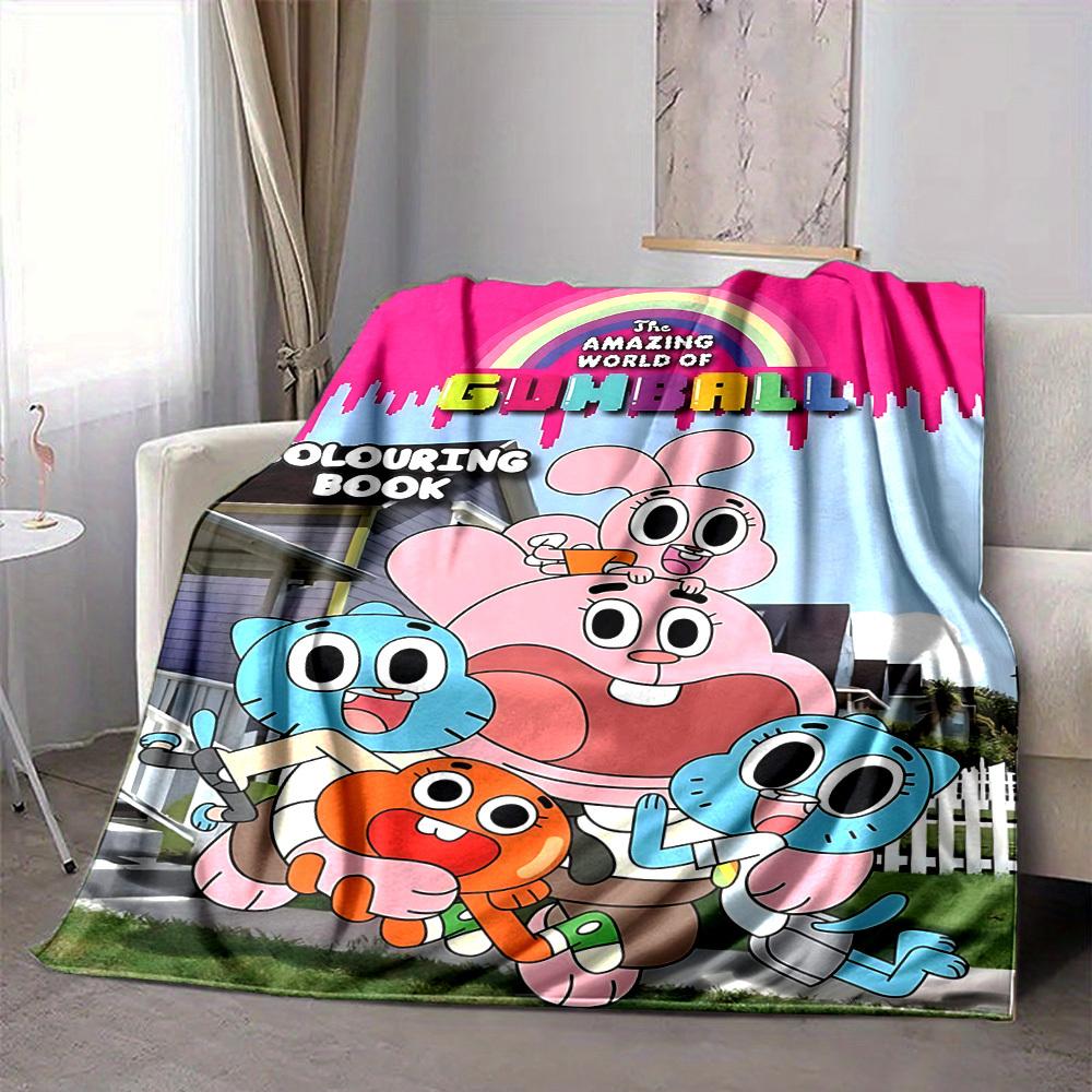 

1pc The Amazing World of Gumball Flannel Throw Blanket - Lightweight Soft Warm All-Season Blanket for Sofa, Bed, Travel, Camping L1029116 80x120cm