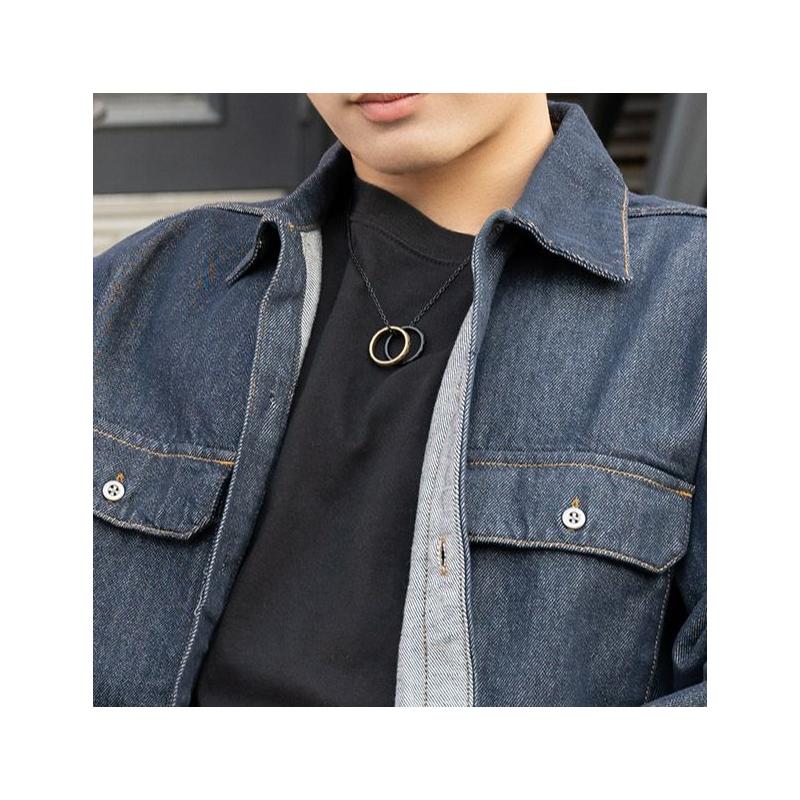 Emporio Armani Couple Ring Necklace Steel Sweet Decoration Love Stainless Steel Necklace Men's Style EGS2760001