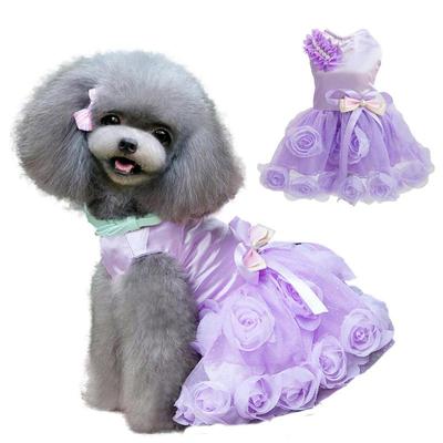 Dog Summer Dress Bow Princess Dress Summer Outfits Princess Costume Birthday Lace Pet Clothing ForPets Dogs Small Cats Wedding