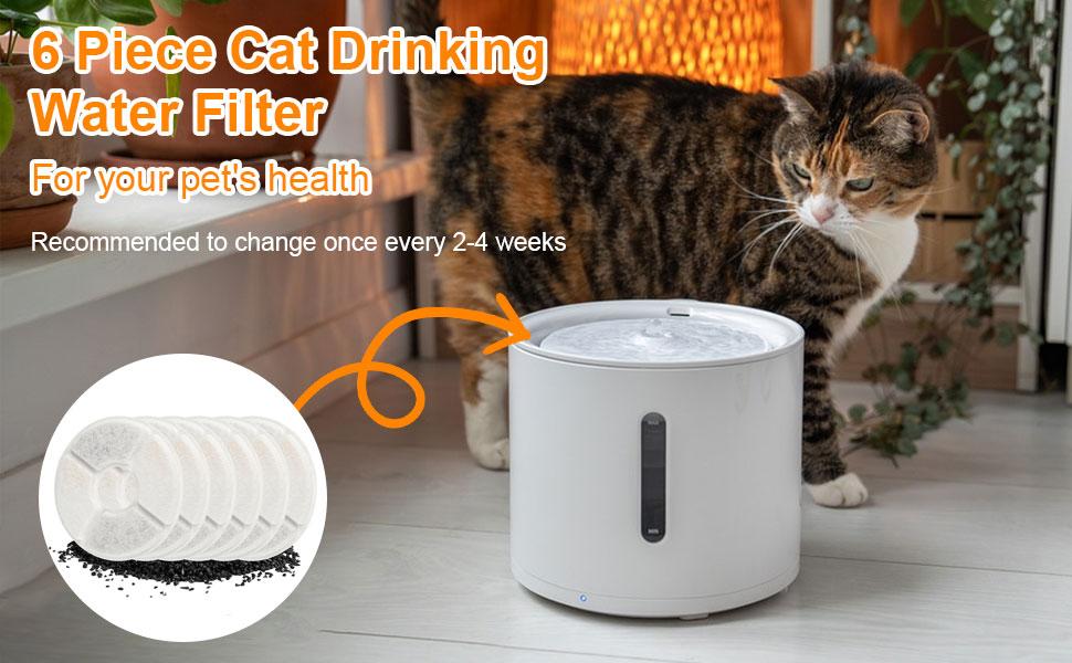 6pk Cat Fountain Filters - Round Activated Carbon & Resin Replacement for Pet Water Dispensers