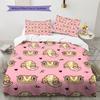 Pink Cartoon Art Pattern Bedding,Quilt Set Quilt Cover Pillowcase Home Birthday Gift (1 * duvet cover + 2 * pillowcase, without core)