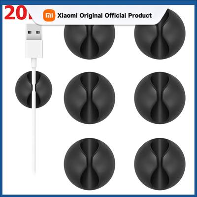 20Pcs Round Cord Clips Silicone Winder Organizer Cable Clip Desk Tidy Management Wire Holder for Car USB Charging Tablet Wires