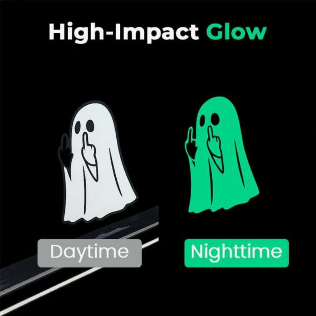 Glow Cute Middle Finger Stickers, Glow In The Dark Halloween Stickers, Car Middle Finger Decals, Scary Luminous Decals For Home Decour