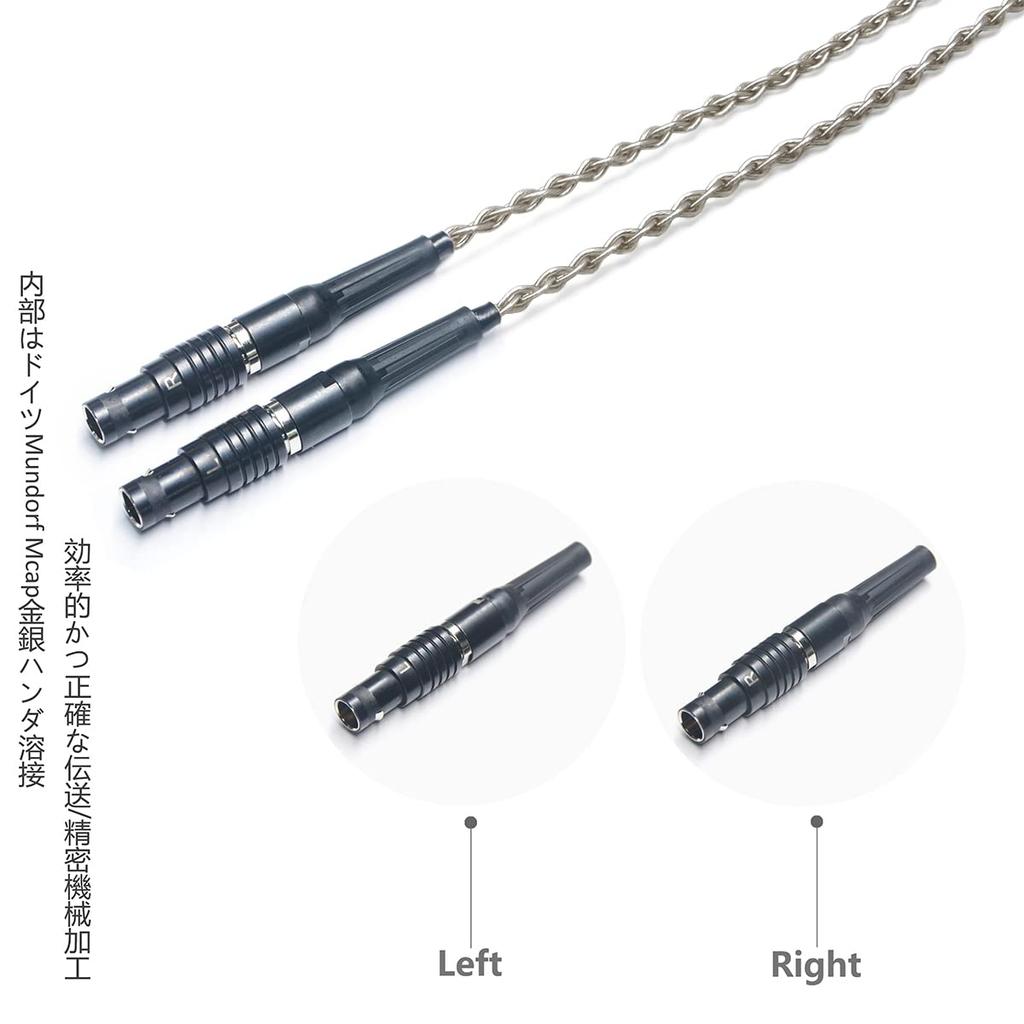 GUCraftsman 6N Monocrystalline Silver Headphone Cable Compatible with 4Pin Focal Utopia Upgrade/Replacement XLR/4.4mm/2.5mm (4.4mm Plug)