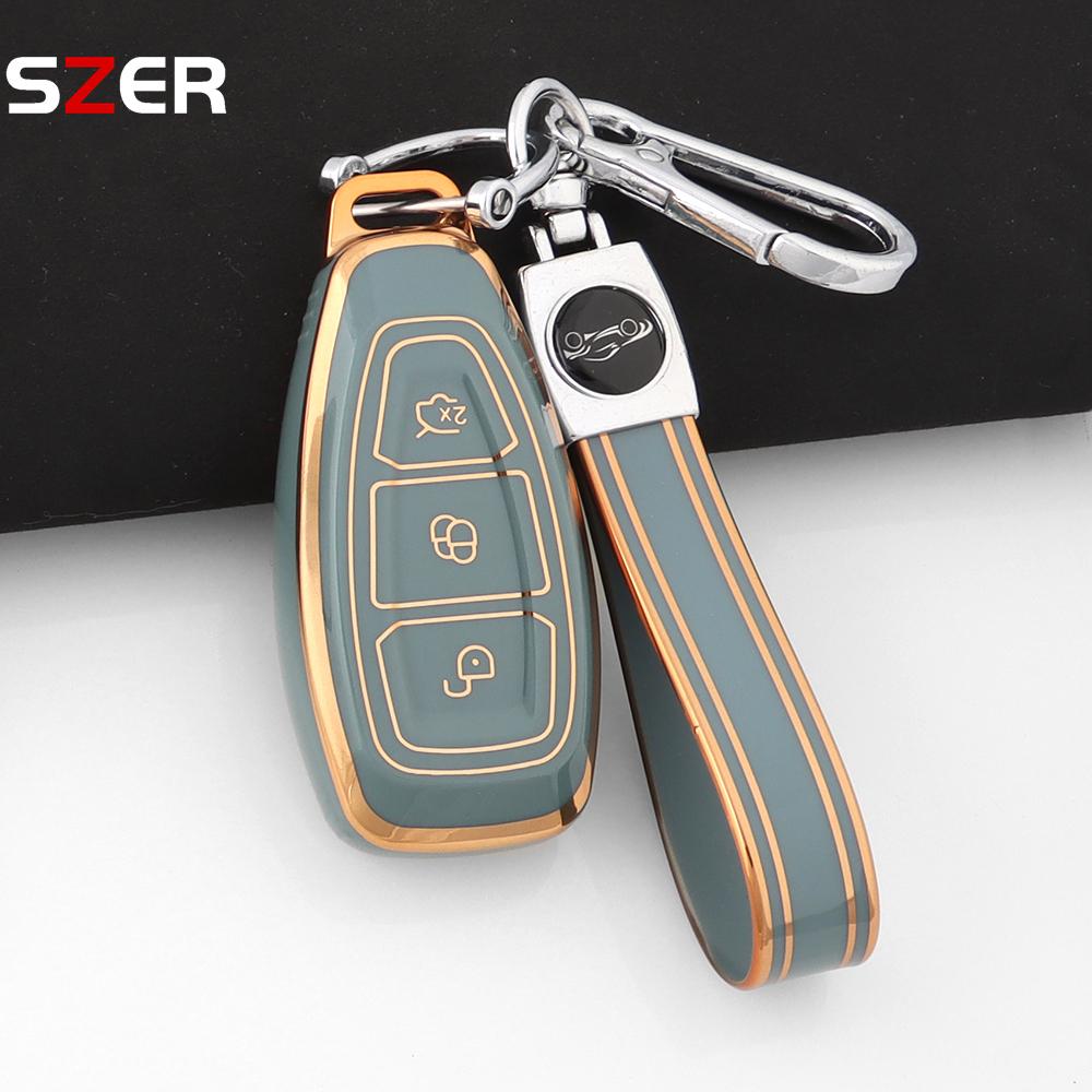 New Tpu Car Remote Key Cover Case Shell Fob For Ford Fiesta Focus 3 4 Mondeo Ecosport Kuga Focus C-Max St Escape Keychain Holder