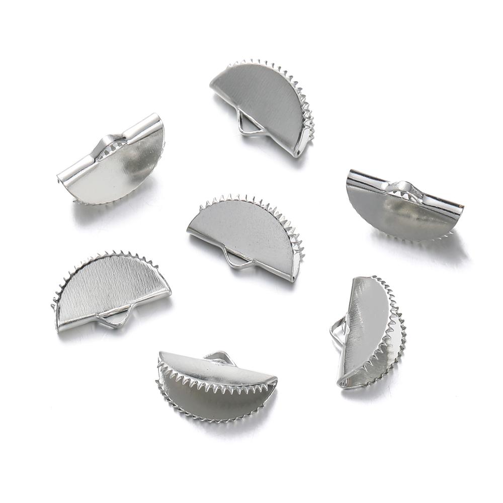 30Pcs/Lot 13/15/20mm Metal Crimps End Caps for Tassel Leather Cord End Fastener Connectors Clasps Jewelry Making Accessories