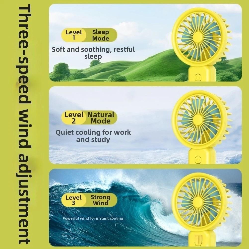 New USB Rechargeable Mini Handheld Fan Strong Wind Low Noise Macarons Fan 3 Speed Adjustable Small Electric Fan Summer Season