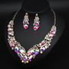 2026 European and American Bridal Banquet Dresses Rhinestone Necklace Earring Set Women's Collarbone Chain Fashion Accessories