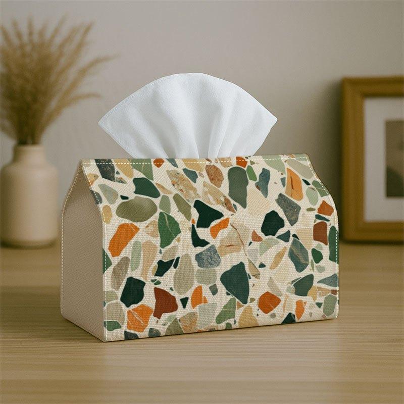 1pc Modern Terrazzo Tissue Box Holder & Dispenser - Soft Fabric Suitable for Kitchen, Living Room, Bedroom, Car - Multifunctional Tissue Storage Organ