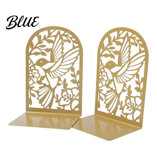 Metal Bookends 1 Pair Hummingbird for Shelves Decorative Heavy Duty Book Ends Stoppers Unique Design Office Desk Shelf Non-Skid Holder Organizer