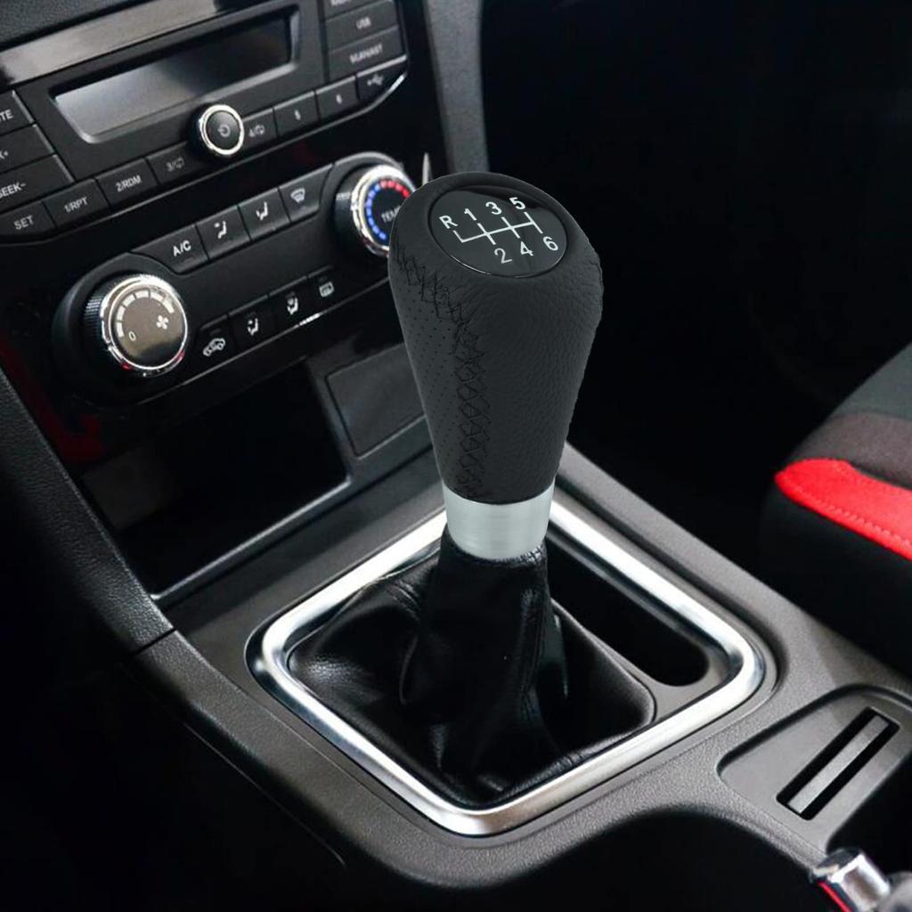Arenbel 6 Speed Gear Lever Handle PU Shifter Stick Knob Head Manual Automotive Universal Black