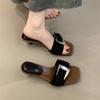 Niche high heels temperament elegant nude belt buckle open toe word with stiletto sandals