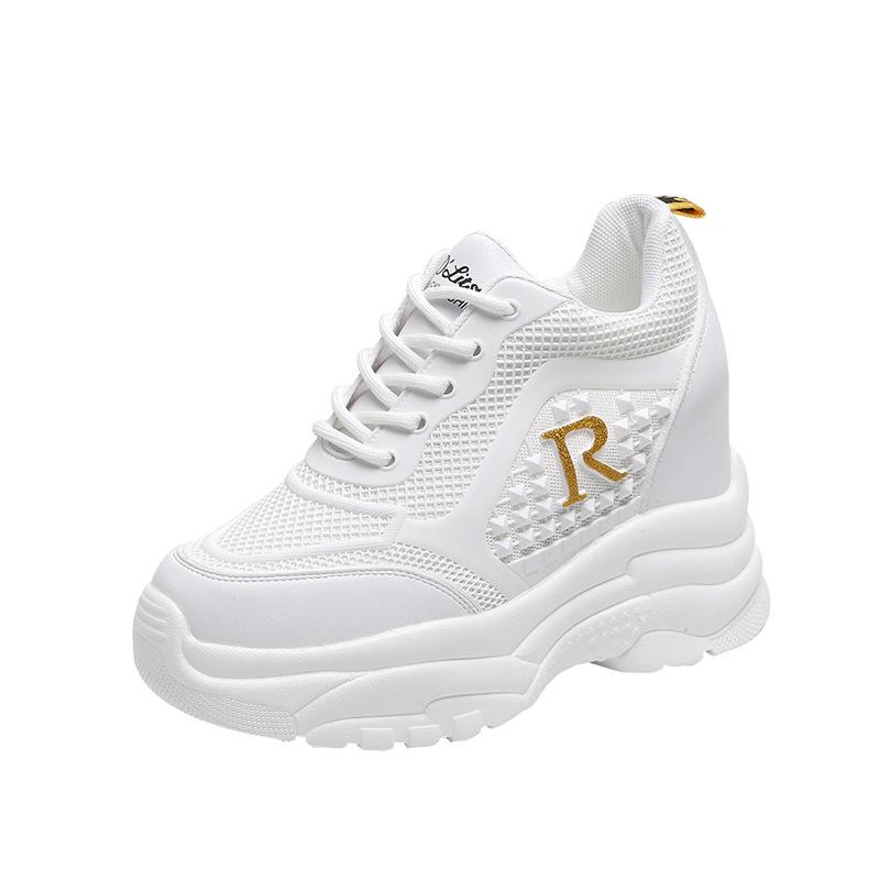 

Height-increasing little white shoes women s 2025 spring and summer new soft-soled versatile net shoes sports and leisure shoes mesh breathable women 40 золотой