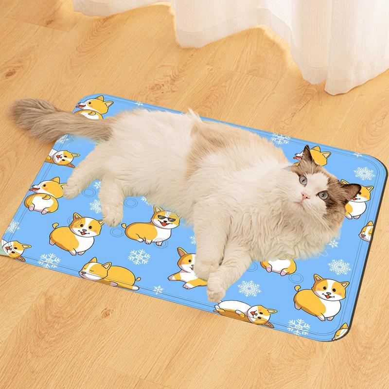 Pet Cooling Mat Comfortable Dog Sleeping Pad Self-Cooling Cute Animal Pattern Outdoor Pet Supplies Rectangular Cat Bed Cooling