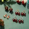 Kerst bordeauxrode kersen oorbellen licht luxe high-end studs herfst en winter niche design oorbellen Chinees Nieuwjaar oorbellen