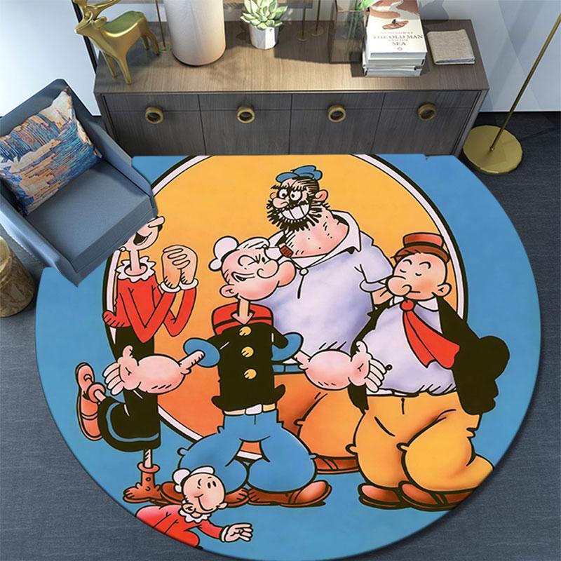 Popeye the Sailor Man,Round Area Rug,Carpet Rug for Living Room Bedroom Sofa Playroom Decor,Non-slip Floor Mat