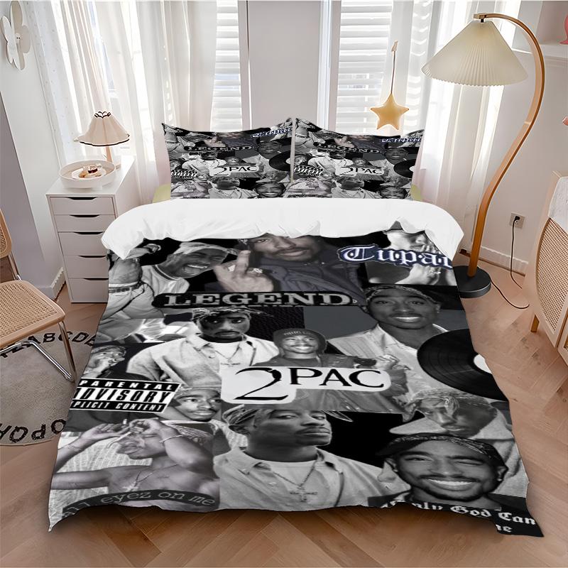 Tupac Collage Bedding 3 Piece Set Hd Print Duvet Cover Pillowcases For Teens Adult Bedroom Decoration Christmas Gift C9211166