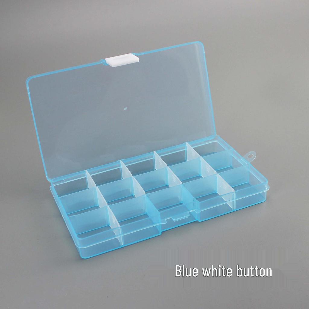 Transparent 15-Compartment Removable Plastic Storage Box for Fishing Tackle.