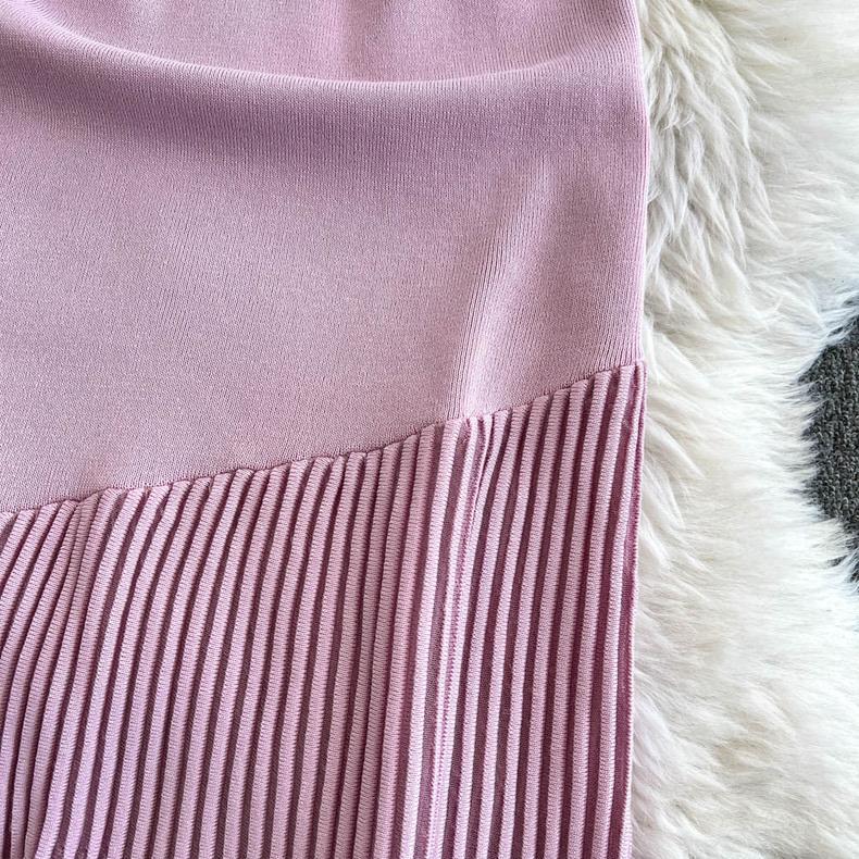 Summer Korean Style Women's Clothing Sleeveless Sweater Dress Tank Knit Long Dress with Fish Tail Woman Dresses