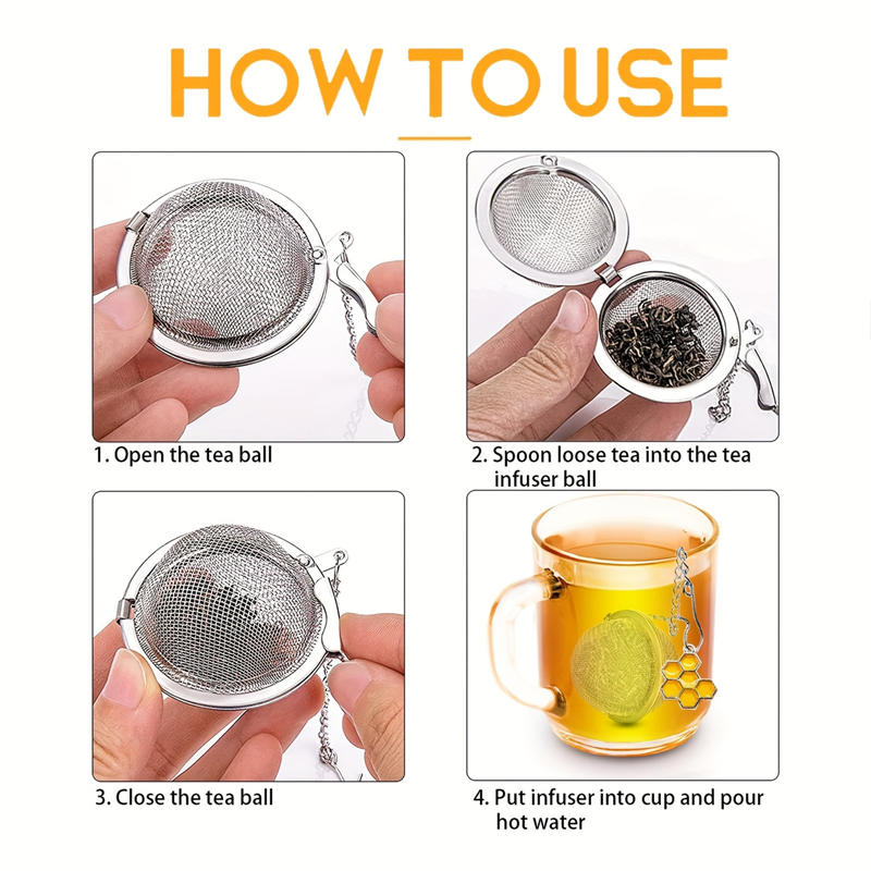 1/2pc Tea Infuser Extra Fine Mesh Tea Strainers For Loose Tea Stainless Steel Tea Strainer With Extended Chain Hook Spice Kitchen