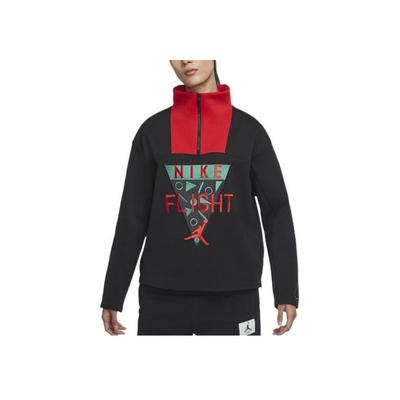 Logo Embroidered High Neck Half Zip Long Sleeve American Sweatshirt Women Sweatshirt Black DO4157-010