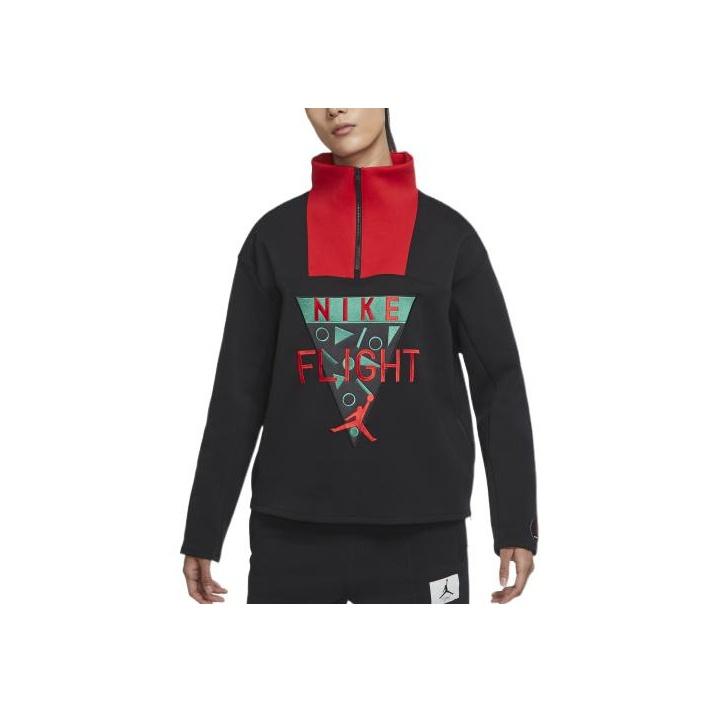 

Jordan Свитшот в американском стиле с вышитым логотипом, высоким воротом, полумолнией и длинными рукавами, женский свитшот черного цвета DO4157-010 XXL