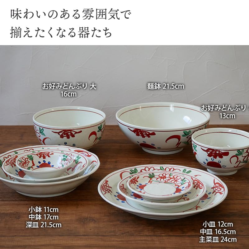 EAST stůl Hlavní jídlo Červené Japonské Bezpečný talíř vyrobený v mikrovlnné troubě, Ručně malovaný obraz, 24 cm, Nádobí, 16-020, Japonsko,