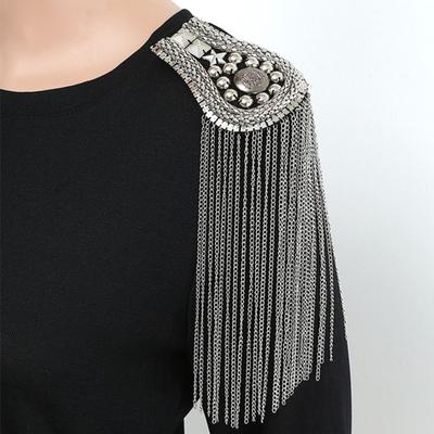 Cool Club Tassel Chain Epaulette Pin Jacket Vintage Brooch Exquisite Rivet Shoulder Badges  Men