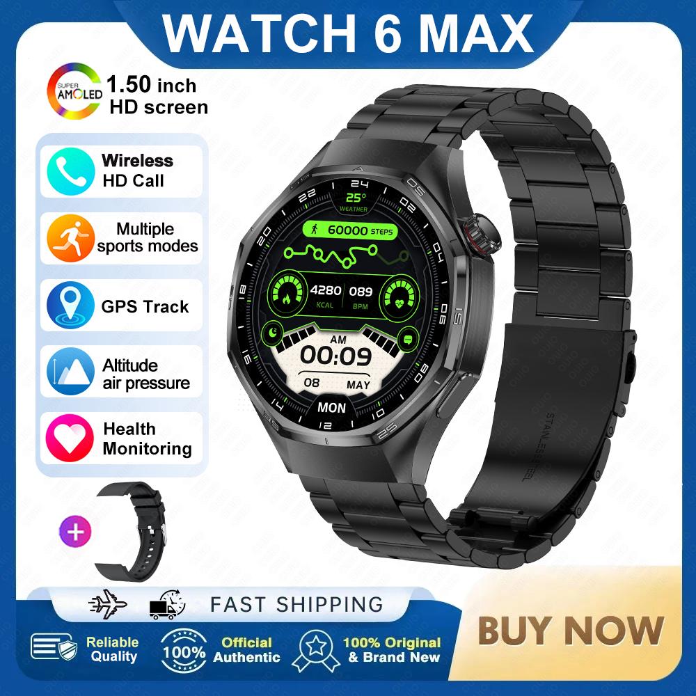 2026 New Watch 6 MAX Smart Watch GPS Track Altitude Pressure Heart Rate Blood Oxygen IP67 Waterproof BT Call Outdoor Smart Watch