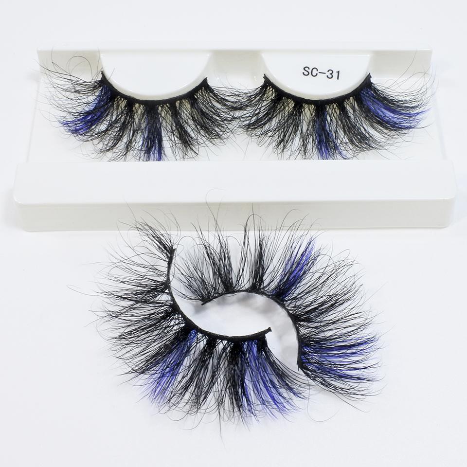 25mm Mink Eyelashes Newest Colored Lashes Dramatic Party Long Volume 3d Eyelashes Supplies Makeup False Eyelashes