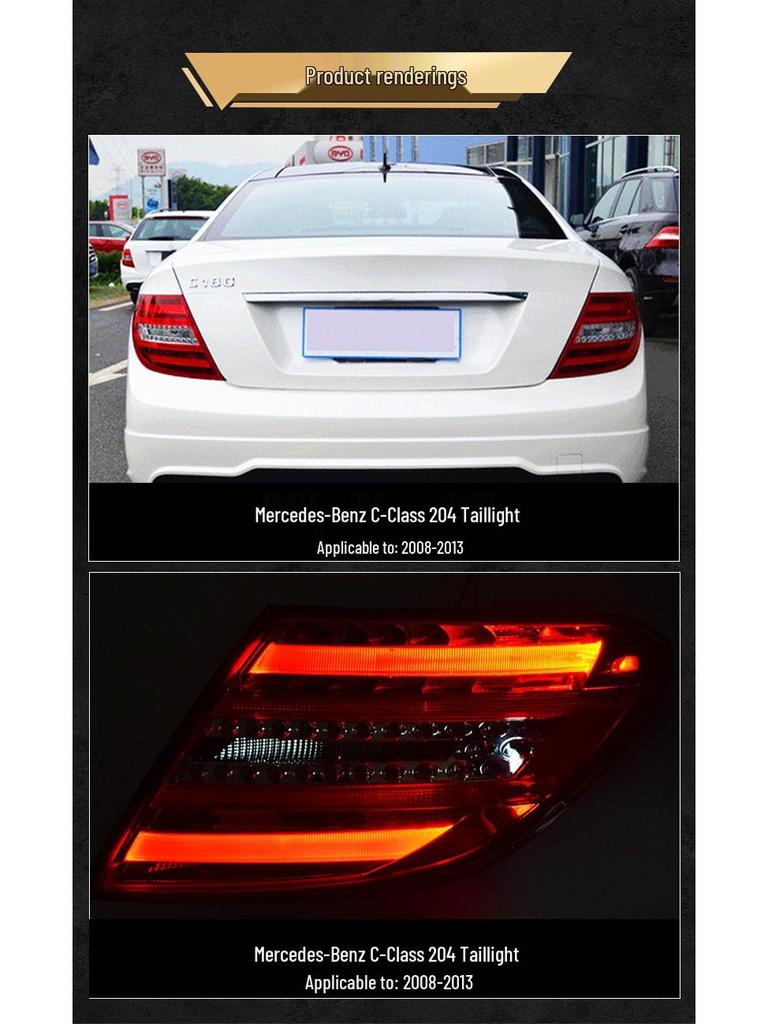Compatible LED Taillight Upgrade for Mercedes-Benz W204 (C200/C260/C300) Rear-End Collision Replacement