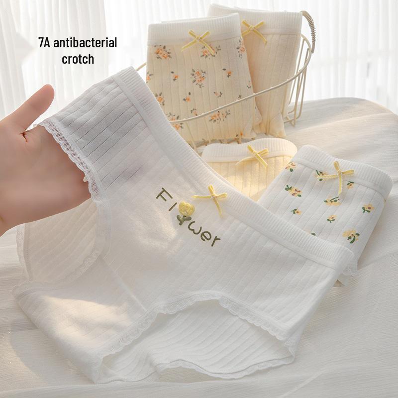 Ladies' Breathable Cartoon Cotton Underwear - Comfortable Antibacterial Waistband Triangle Pants