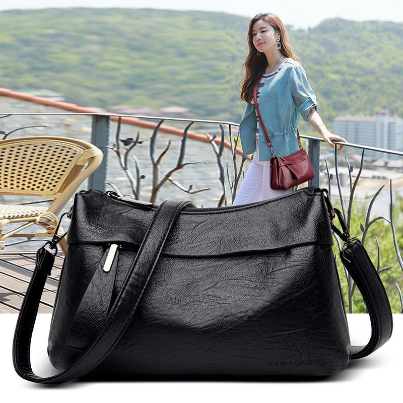 2022 Soft Leather Crossbody Bag for Middle-aged & Elderly Women: Fashionable, Versatile, Casual, Large Capacity Mummy Bag